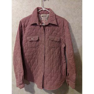 St John's Bay Long Sleeve Quilted Shirt Women's Md Outdoor Pink Button Down line